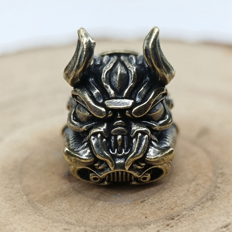 Edc Carry Knife - Mecha Dog Head Brass Knife Bead