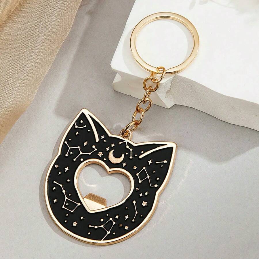 Bottle Opener Keyring - 1pc Creative Fashion Realistic Black Cat