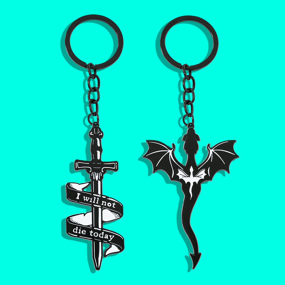 Carabiner Keychain - Fourth Wing Black Dragon Keychain Pendant