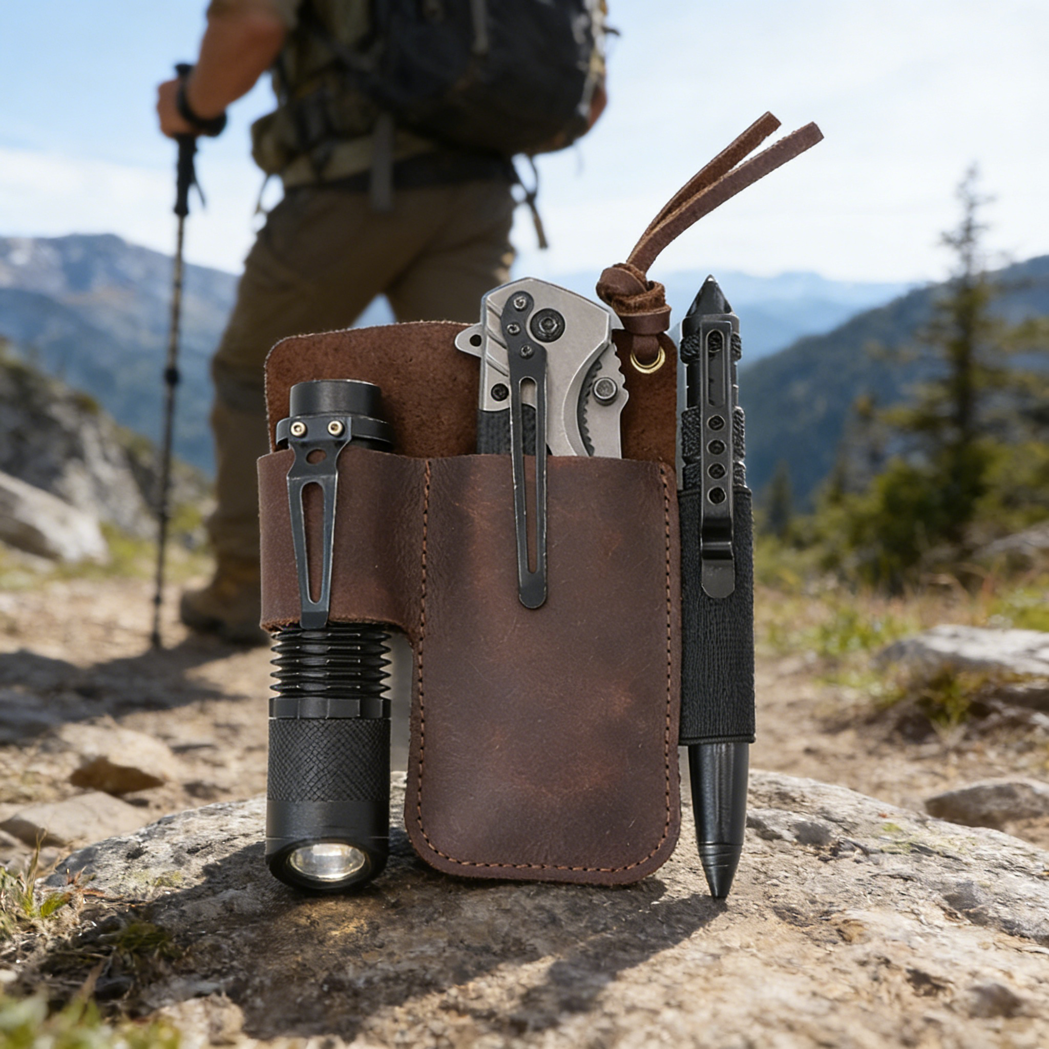 EDC Leather Flashlight Tool Ho - Edc Carry Knife avaliação e preço