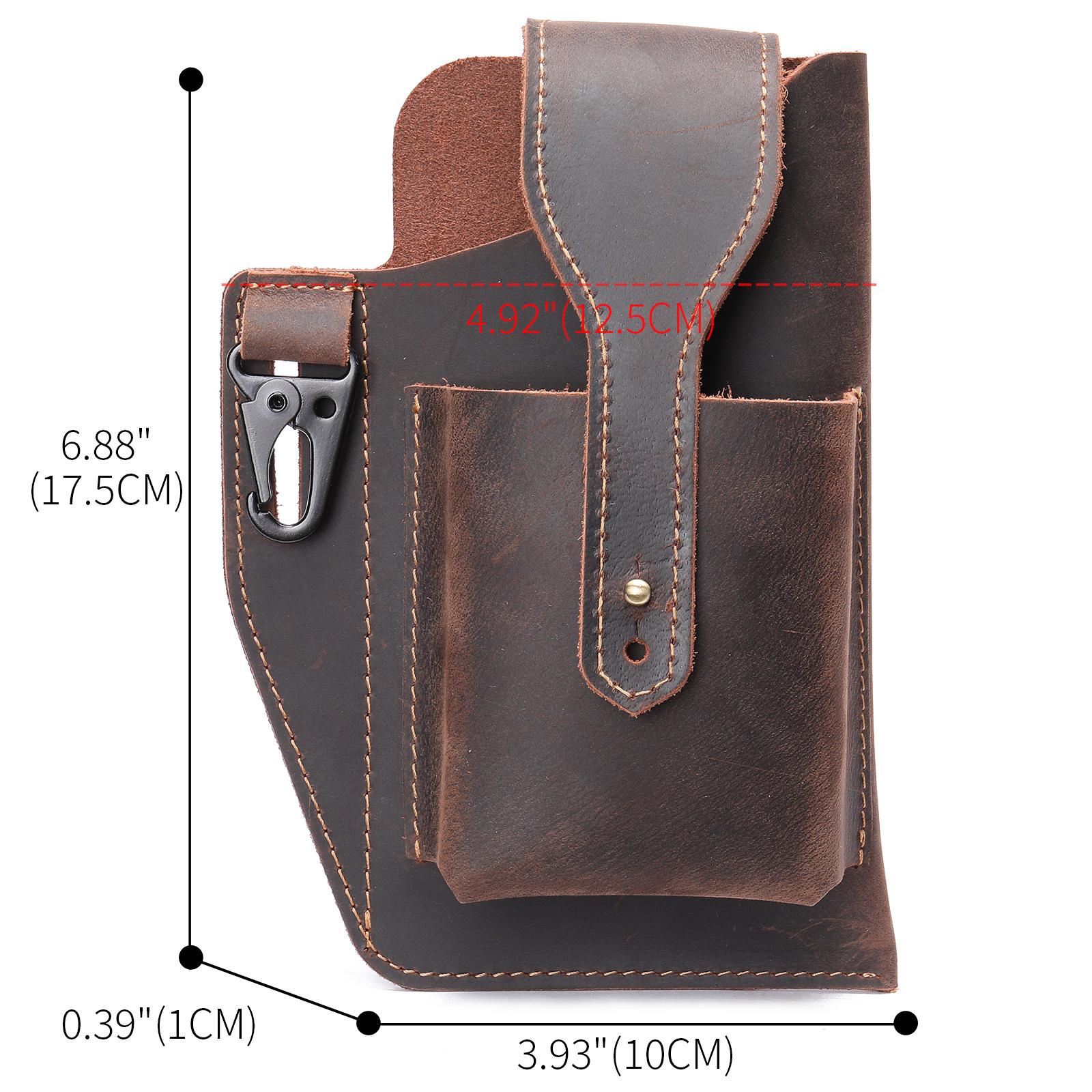Crazy Horse Leather Phone Hols - Edc Carry For Men avaliação e preço