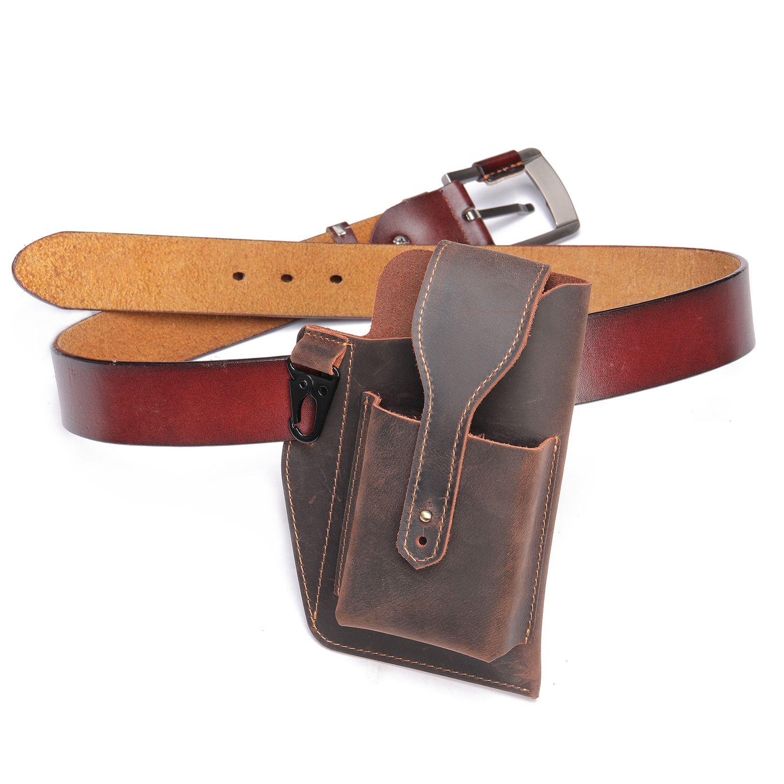 Crazy Horse Leather Phone Hols - Edc Carry For Men avaliação e preço
