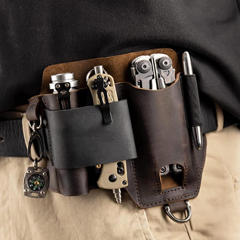 Men Leather EDCs Organizer She - Edc Carry Flashlight avaliação e preço