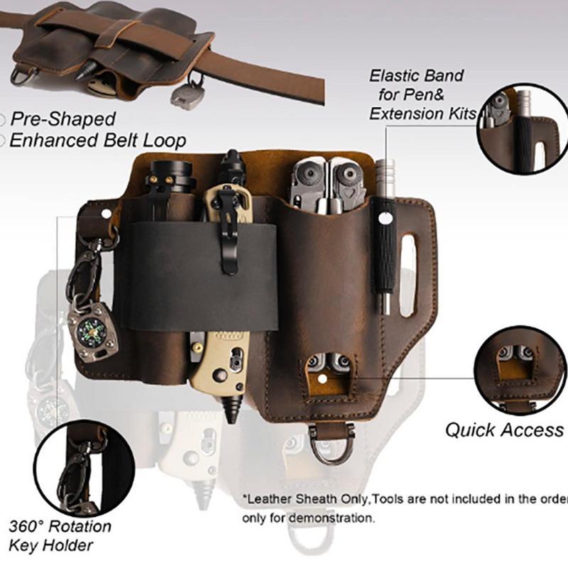 Men Leather EDCs Organizer She - Edc Carry Flashlight avaliação e preço