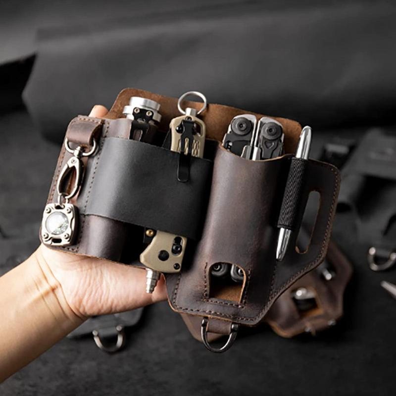 Men Leather EDCs Organizer She - Edc Carry Flashlight avaliação e preço