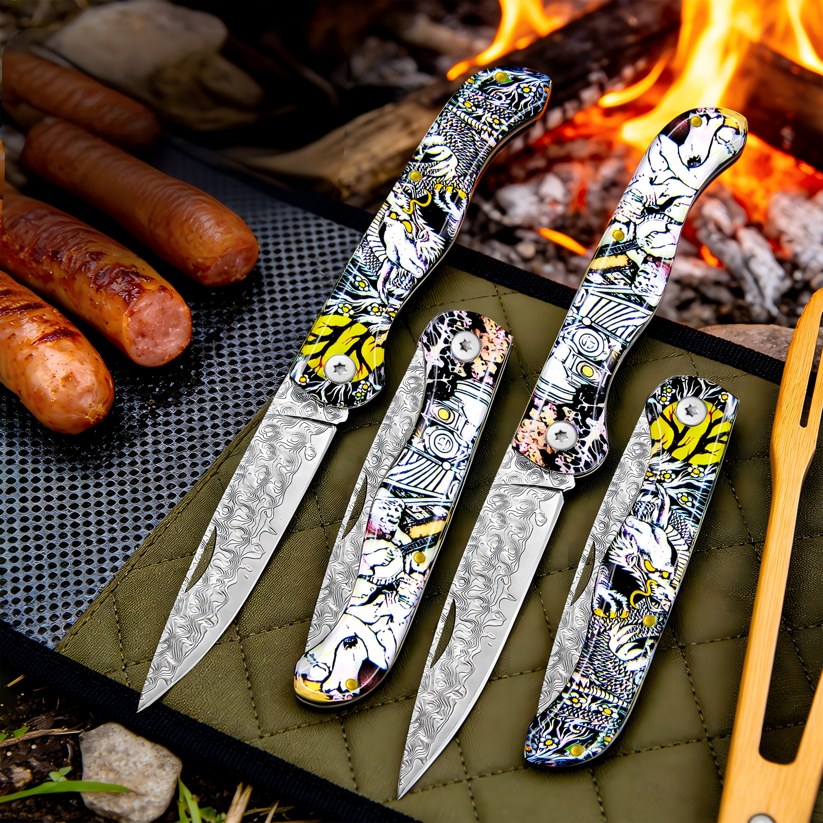 Day Damascus pattern folding p - Edc Day Carry avaliação e preço