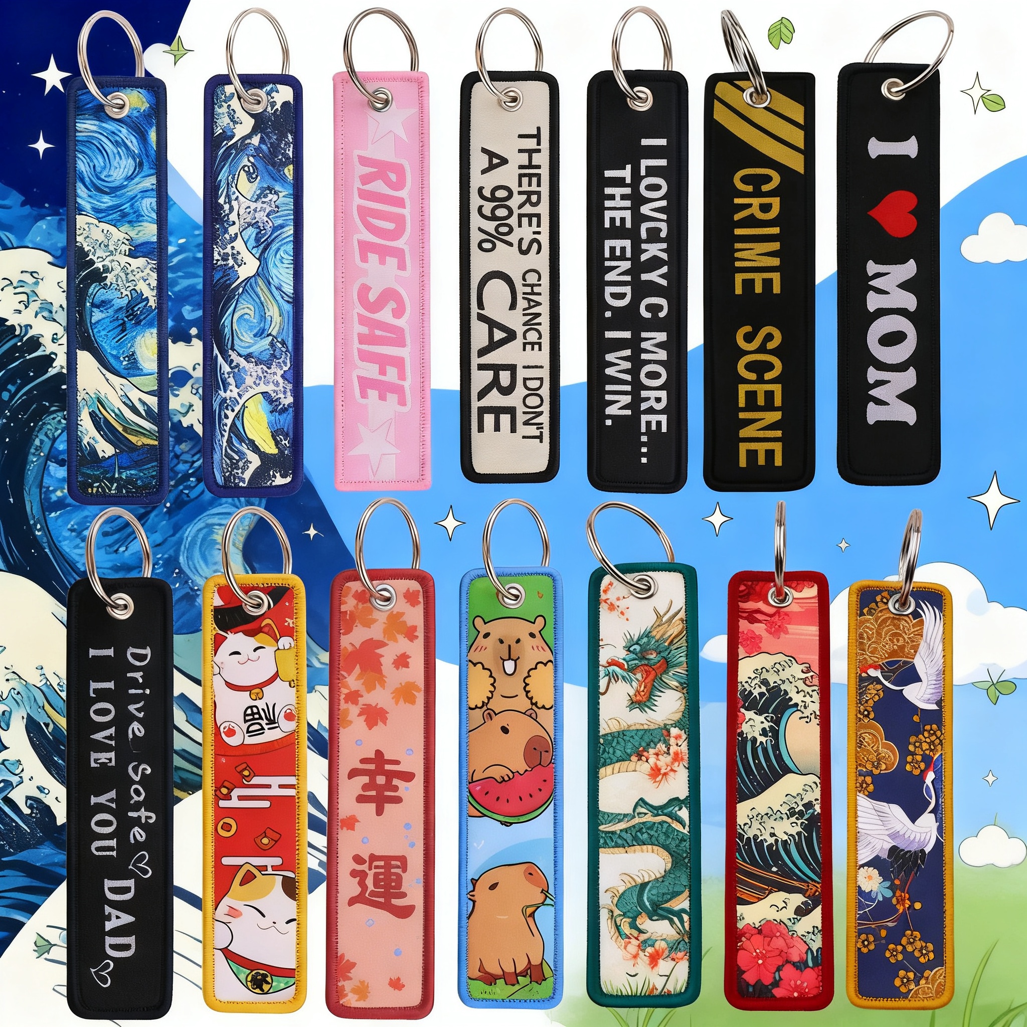 Van Gogh Embroidery Key Fobs K - Carabiner Keychain avaliação e preço