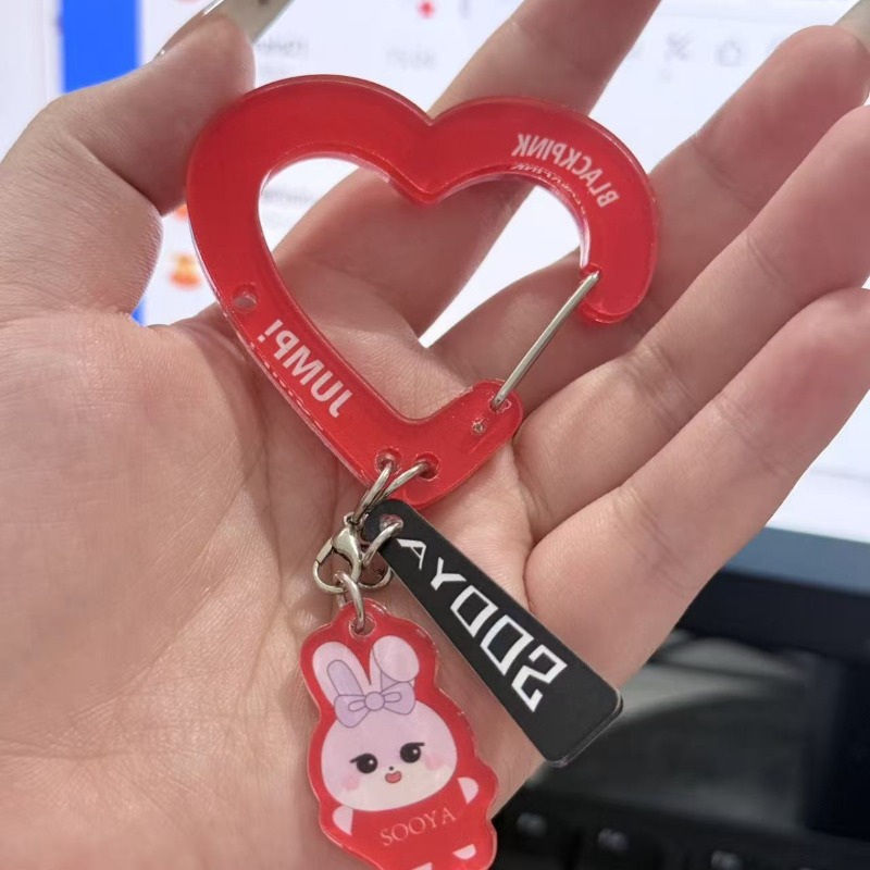 Black Pink Lovely Acrylic Fan‑ - Carabiner Keychain avaliação e preço