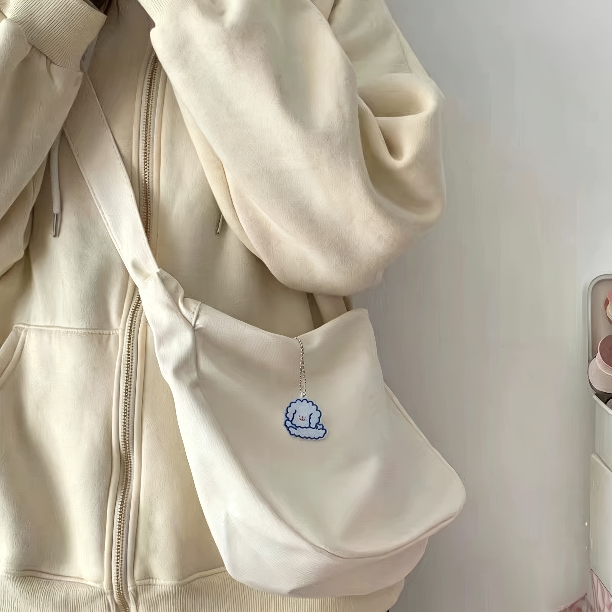 Waffle-Textured Crossbody Bag  - Edc Carry Bag avaliação e preço